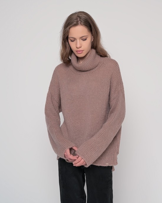 Oversized ζιβάγκο με lurex και mohair TAUPE