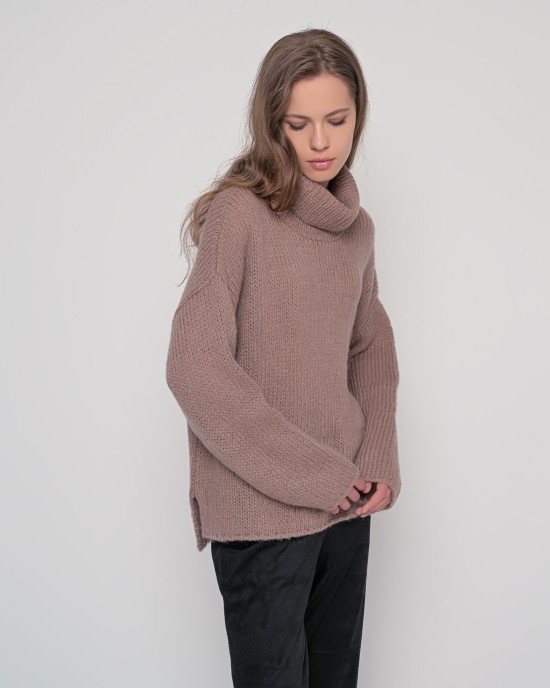 Oversized ζιβάγκο με lurex και mohair TAUPE