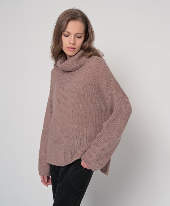 Oversized ζιβάγκο με lurex και mohair TAUPE