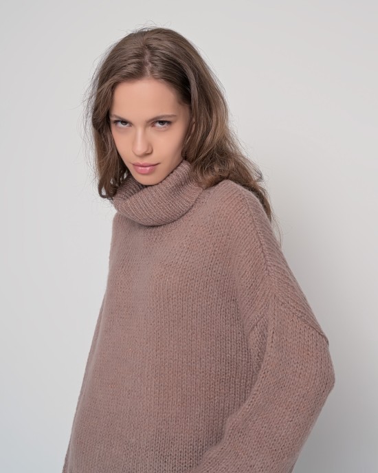 Oversized ζιβάγκο με lurex και mohair TAUPE