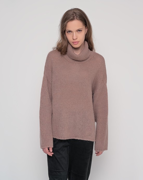 Oversized ζιβάγκο με lurex και mohair TAUPE