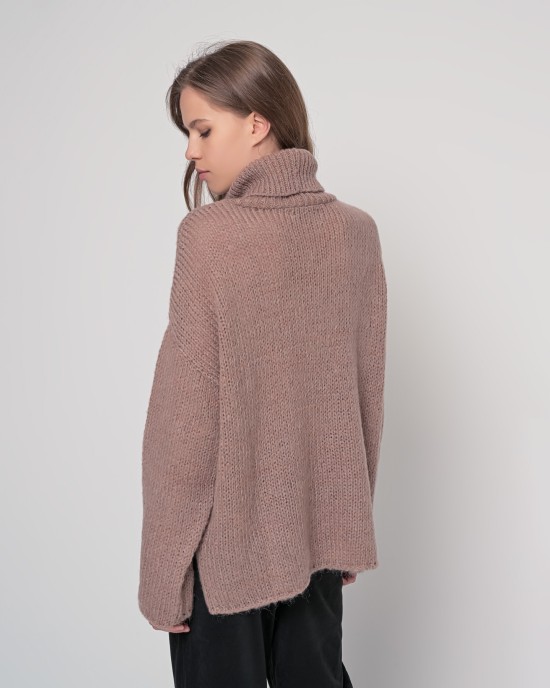 Oversized ζιβάγκο με lurex και mohair TAUPE