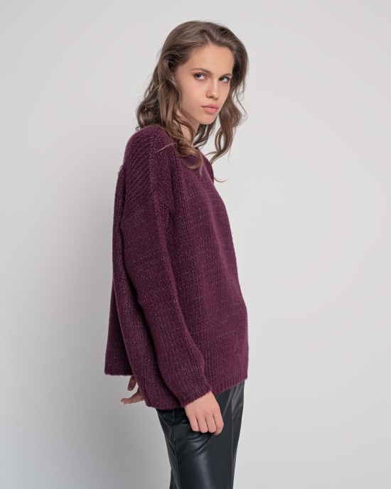 Mohair-lurex oversized πουλόβερ BORDEAUX