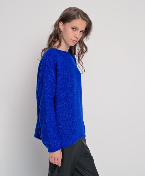 Mohair-lurex oversized πουλόβερ BRIGHT BLUE