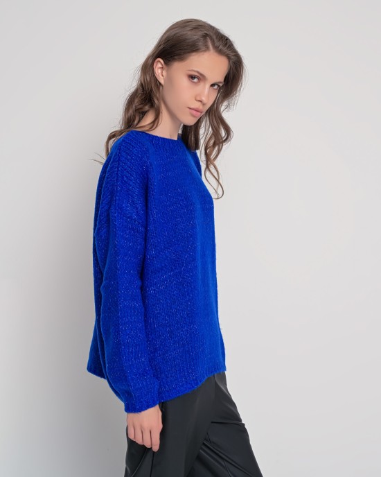 Mohair-lurex oversized πουλόβερ BRIGHT BLUE