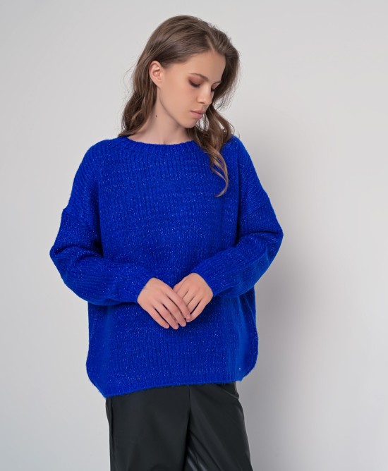 Mohair-lurex oversized πουλόβερ BRIGHT BLUE