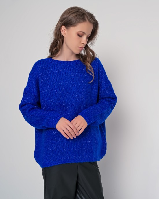 Mohair-lurex oversized πουλόβερ BRIGHT BLUE