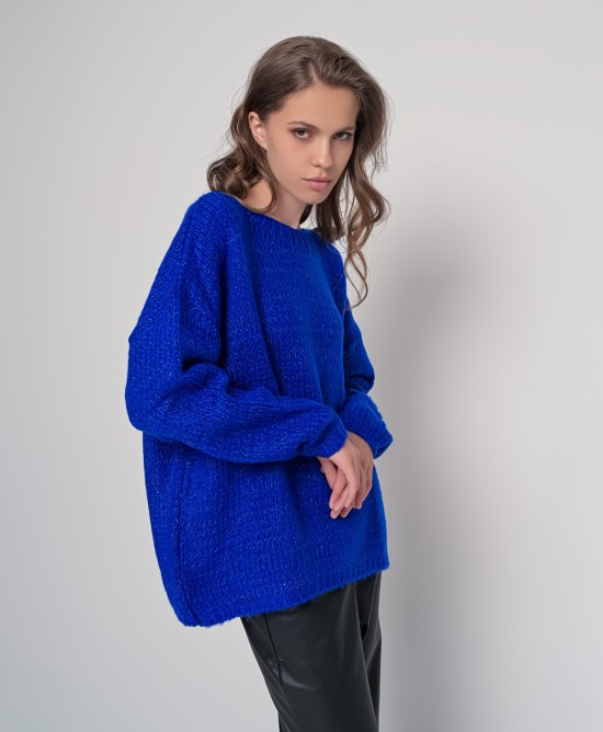 Mohair-lurex oversized πουλόβερ BRIGHT BLUE