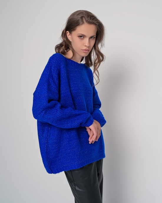 Mohair-lurex oversized πουλόβερ BRIGHT BLUE