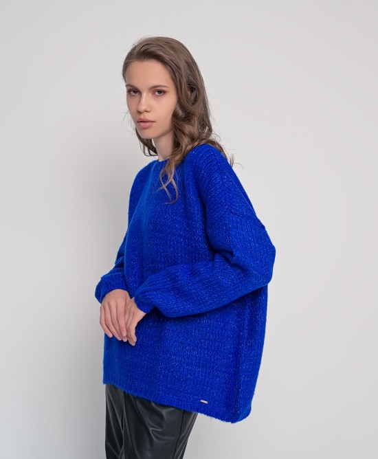 Mohair-lurex oversized πουλόβερ BRIGHT BLUE