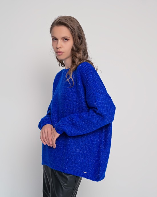 Mohair-lurex oversized πουλόβερ BRIGHT BLUE