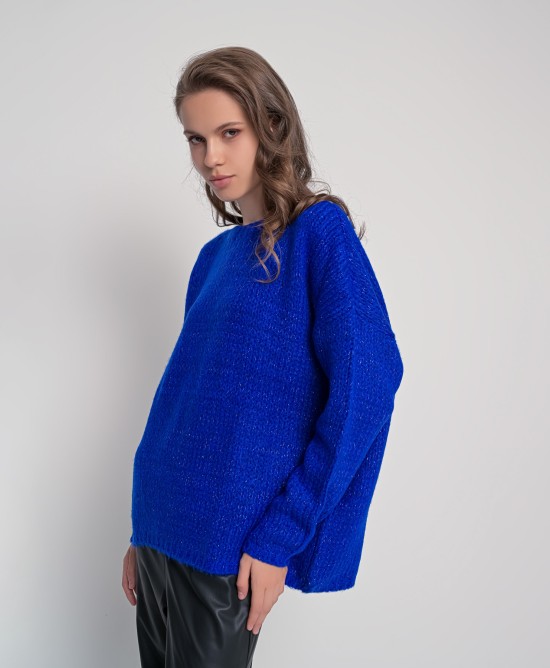 Mohair-lurex oversized πουλόβερ BRIGHT BLUE