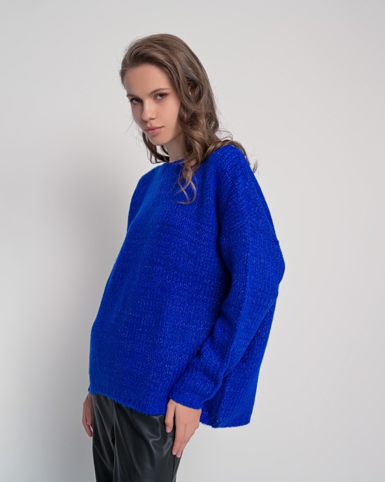 Mohair-lurex oversized πουλόβερ BRIGHT BLUE