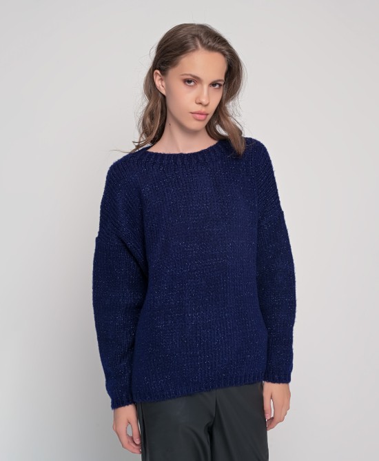 Mohair-lurex oversized πουλόβερ NAVY