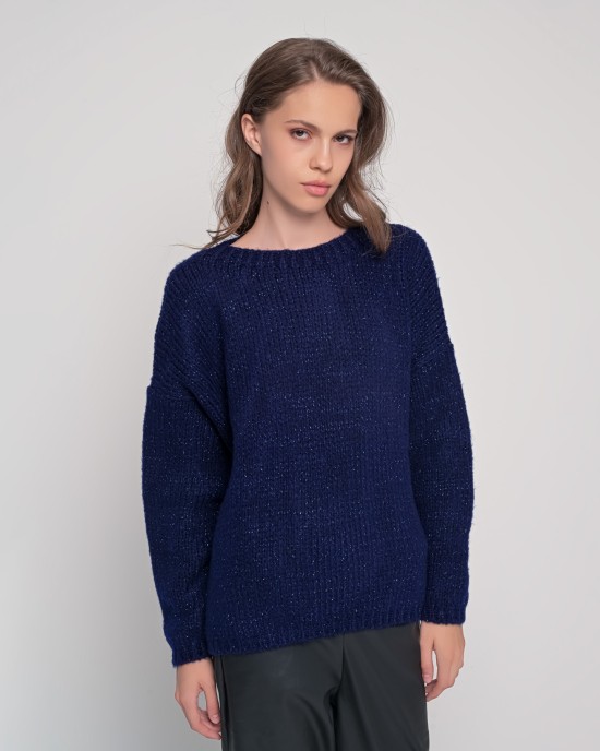 Mohair-lurex oversized πουλόβερ NAVY