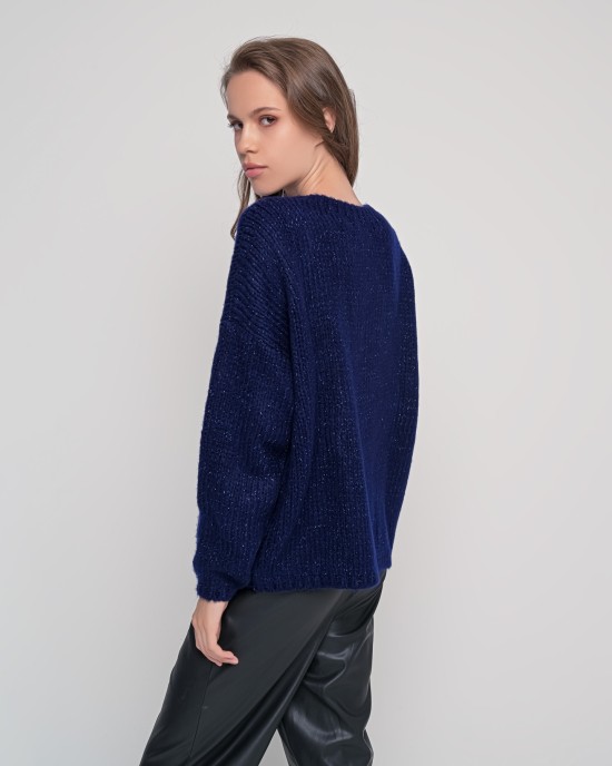 Mohair-lurex oversized πουλόβερ NAVY