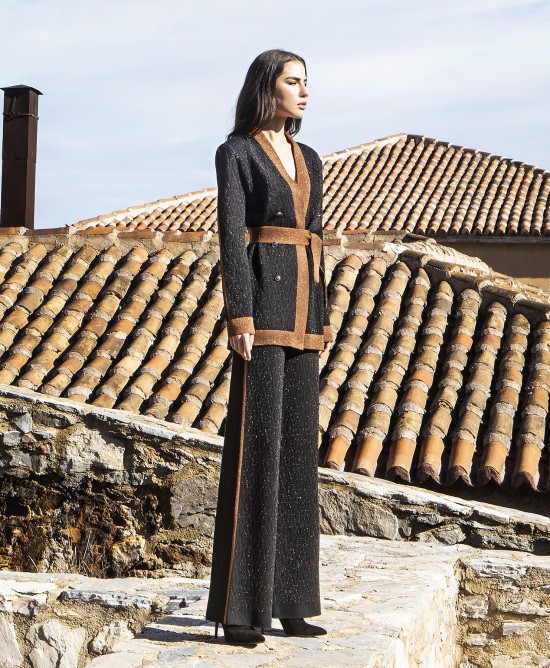 Ζακάρ σακάκι από lurex και βισκόζη BLACK-AMBER BROWN