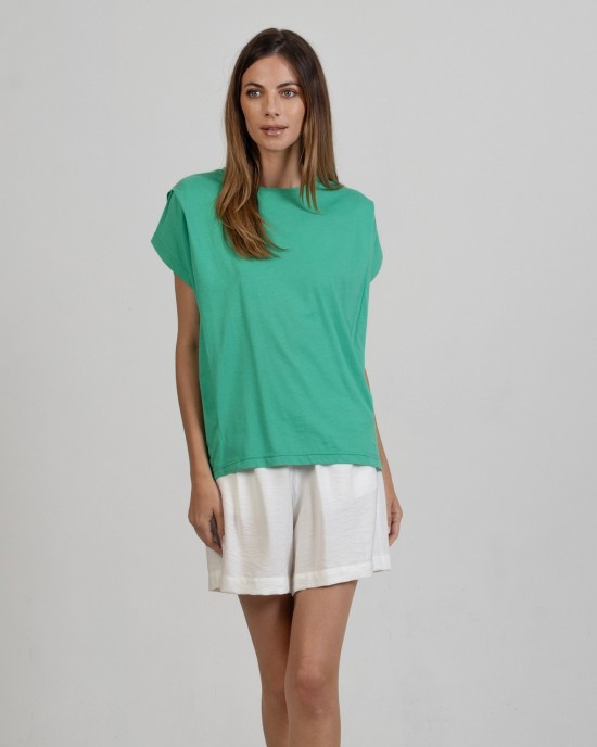 T-shirt από οργανικό βαμβάκι με πιέτες GREEN