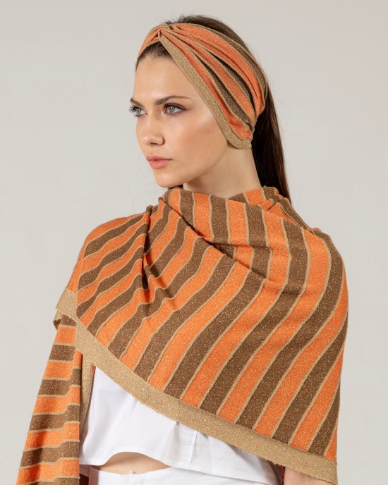 Lurex πολύχρωμη κορδέλα μαλλιών TAN GOLD -ORANGE -BRONZE